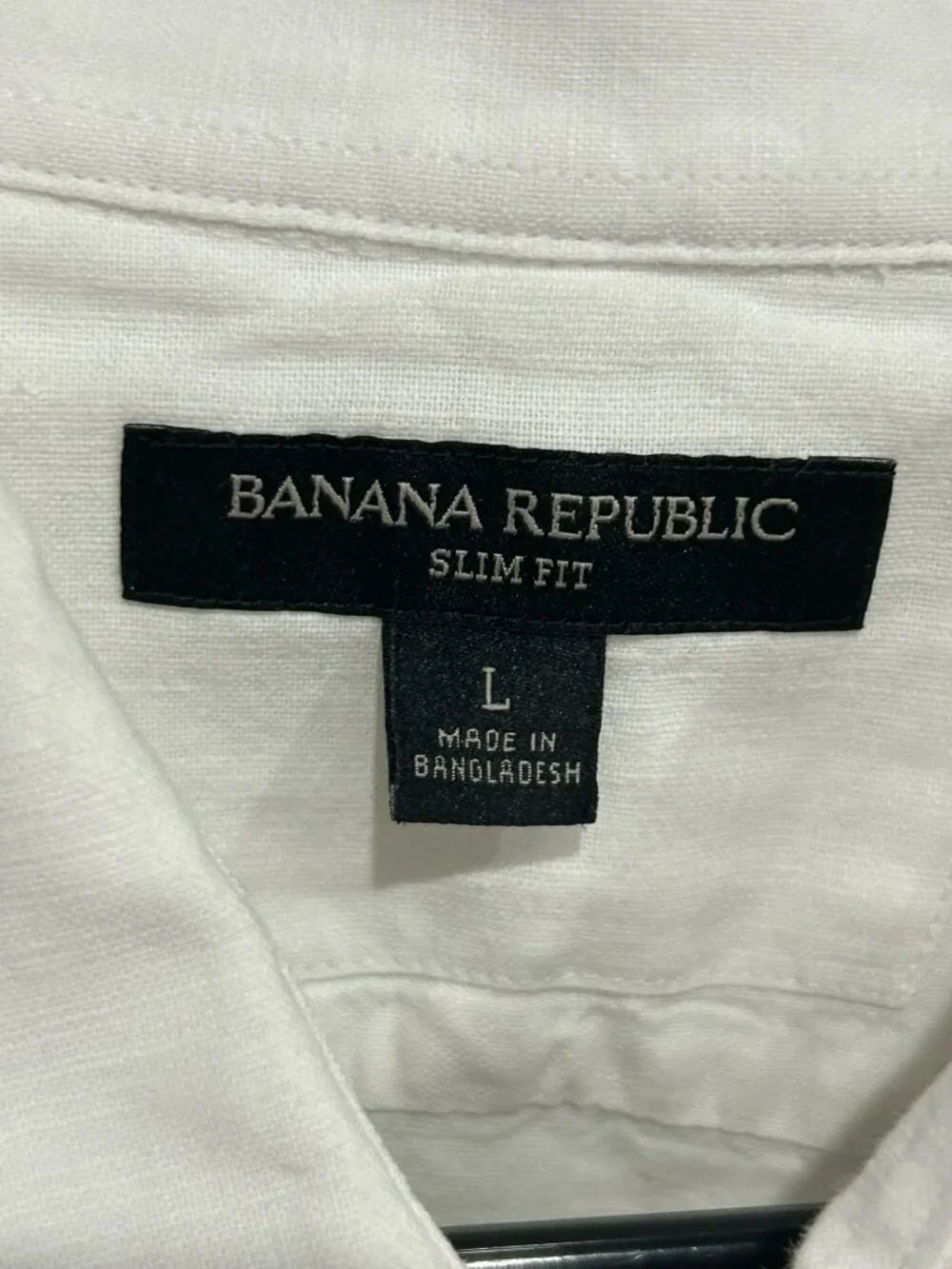 Banana Republic Large Mens White Slim Fit Button-Up Shirt Classic Minimalist